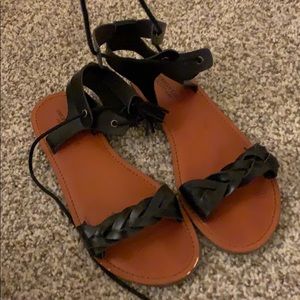 American eagle black ankle lace sandals
